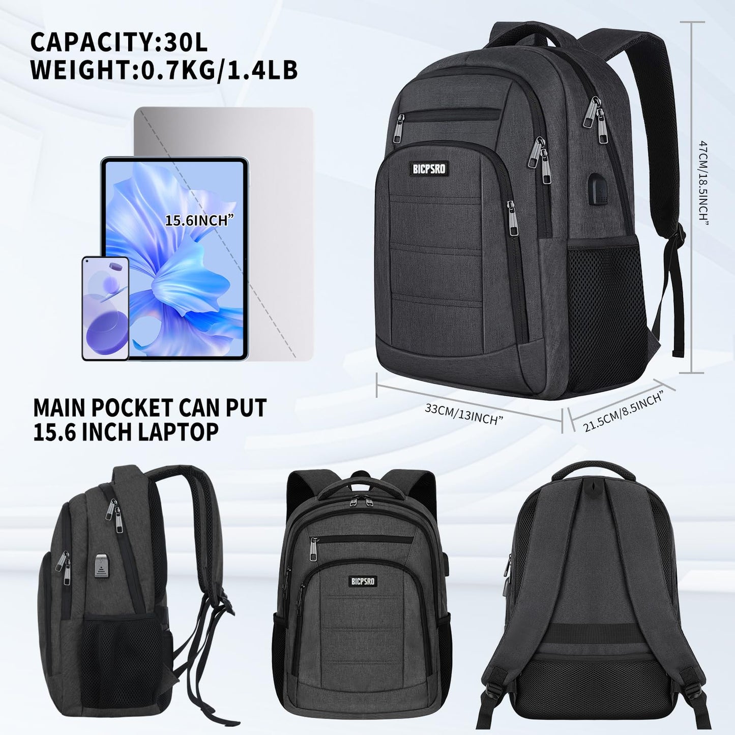 Backpack for School, School Backpack for Boys Girls Teens , Backpacks for Men, Back Pack, Water Resistant College High Middle School Bookbag,Book Bag, Black mochilas escolares para adolescentes