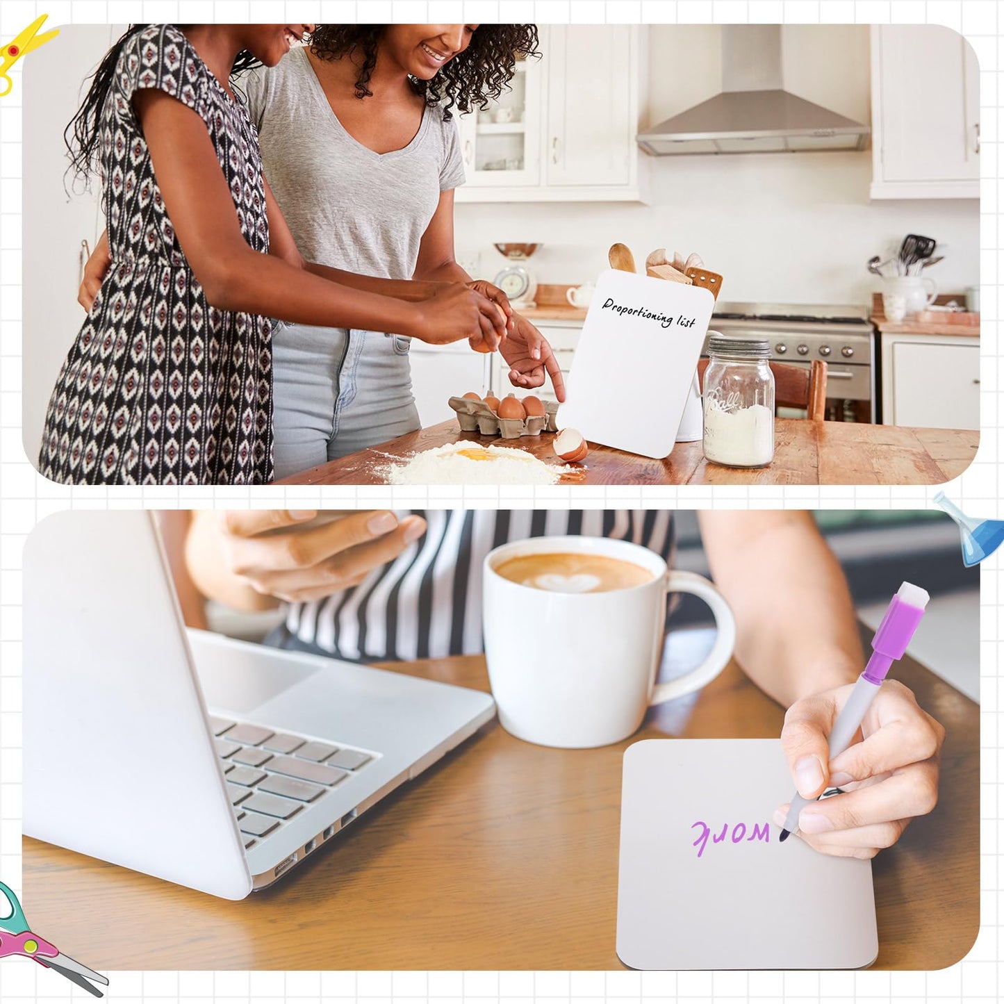 Affrolling 12 Sets Small Whiteboard Dry Erase Boards 5" x7'' Mini Double Sided Dry Erase Lap Boards with Markers Erasers Pen Holders Personal Whiteboards for Students Classroom Teacher