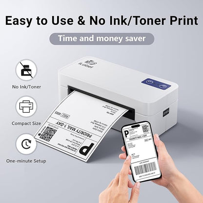 Bluetooth Thermal Smart Label Printer - Wireless 4x6 Shipping Label Printer, Compatible with Android & iPhone and Windows, Widely Used for Ebay, Amazon, Shopify, Etsy, USPS
