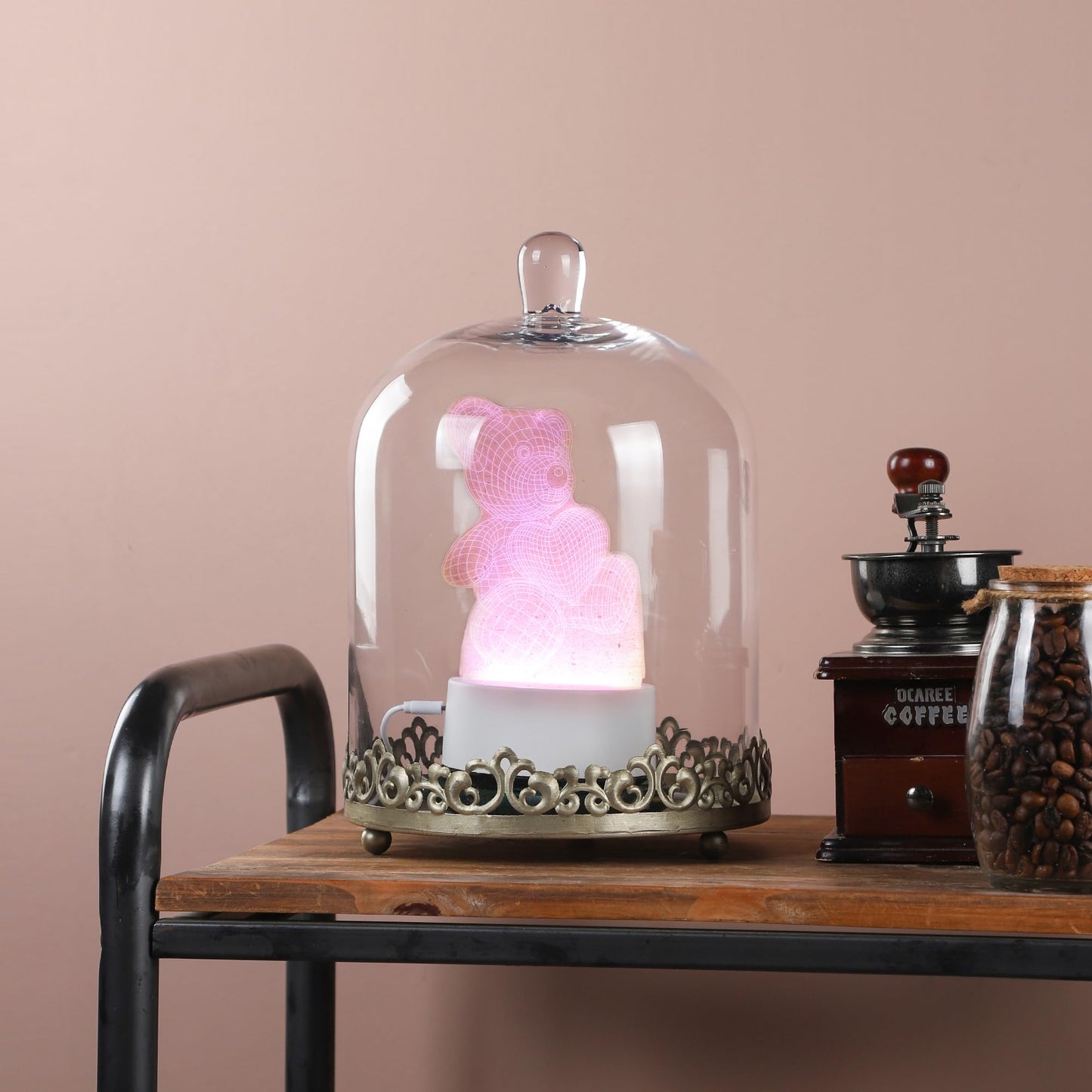12" Tall Large Sturdy Handmade Glass Cloche Dome with Metal Base 11.4" H x 8" and 8" H x 5.5" in Set of 2 in Gold for Plant, Terrarium, Collectibles, Candle. Cloche Glass Dome, Bell Jar Display Case