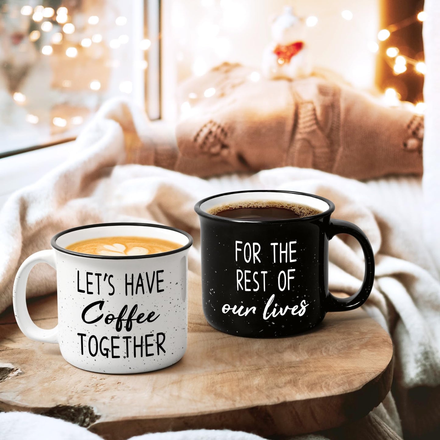 YHRJWN Couples Gifts, Let's Have Coffee Together For The Rest Of Our Lives Mug, Engagement Gifts for Couples, Anniversary Wedding Presents for Him Her, 15Oz