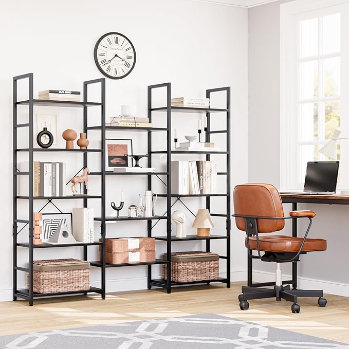 NUMENN Triple 5 Tier Bookshelf, Wide Book Shelf