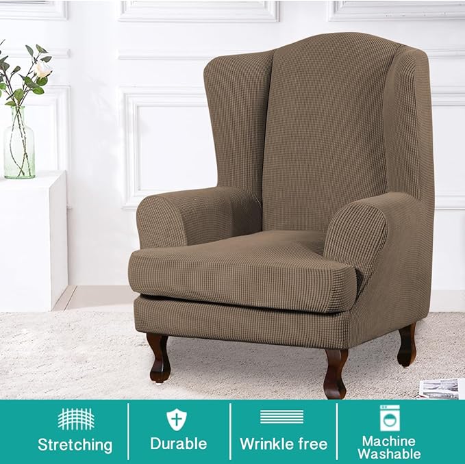 Turquoize Wingback Chair Covers 2 Piece Wing Chair Slipcover Stretch Slipcovers