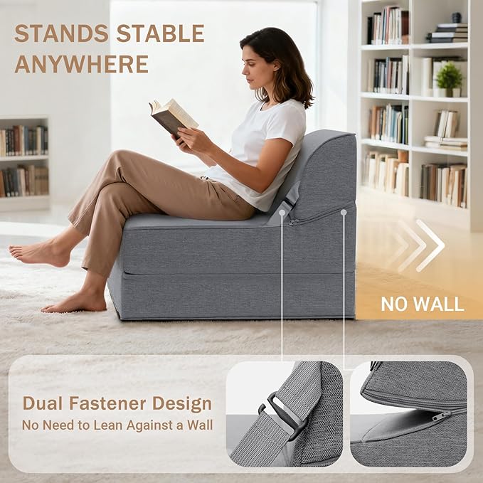 BeBen Folding Sofa Bed Chair, Convertible Sleeper Chair Futon Couch, Foldable