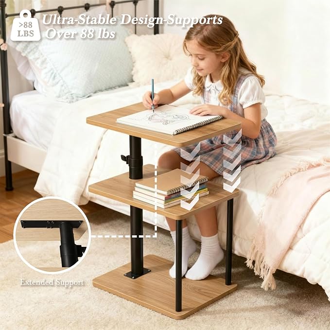 Faesun 360° Swivel Side Table for Height Adjustable, C Shaped End Table for