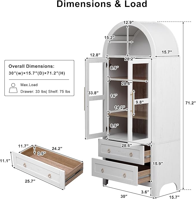 71" Arched Storage Cabinets
