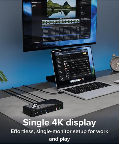 Plugable USB-C Dock with 4K HDMI and 60W Charging, Compatible with Thunderbolt 3/4, USB4, and USB C macOS, Windows, and Chromebook 1Gbps Ethernet, 3X USB 3.0, 2X USB 2.0, Driverless