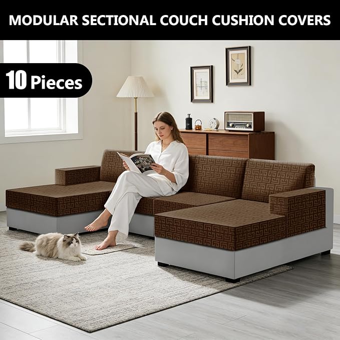 UNBBRRL 10 Pieces Stretch Sofa Cushion Covers