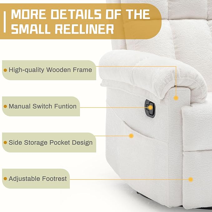 Korser Recliner Chair, Swivel Rocker Recliner Chair