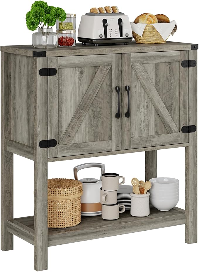 Mufico Console Table with 2-Door Cabinet Coffee Bar Cabinet Sofa Table