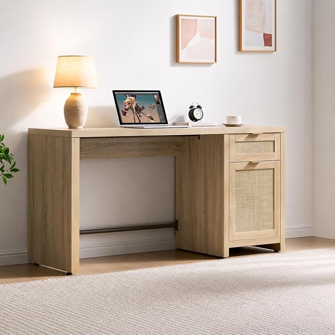 SICOTAS Rattan Home Office Desk