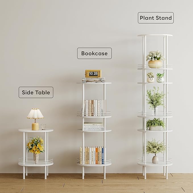 White Side Table Set of 2, Small Modern Round Side Table