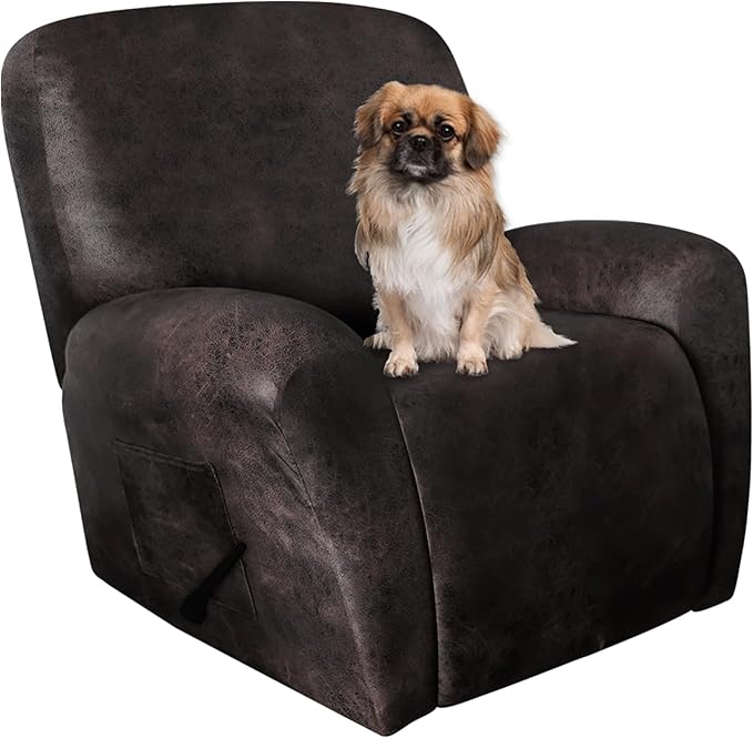 ANARACHON Leather Like Recliner Chair Covers Heavy Duty, 4 Pieces Recliner Cover