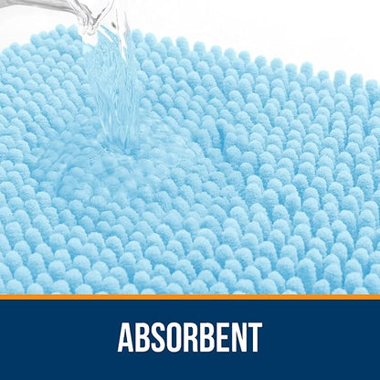 OLANLY Small Bathroom Rugs 24x16, Extra Soft Absorbent Chenille Bath Rugs, Rubber Backing Quick Dry, Machine Washable Bath Mats for Bathroom Floor, Tub and Shower, Home Decor Accessories, Sky Blue
