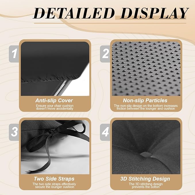 Outdoor Chaise Lounge Chair Cushion 74.2 x 22 x 4.7 Inches Thickened 100%