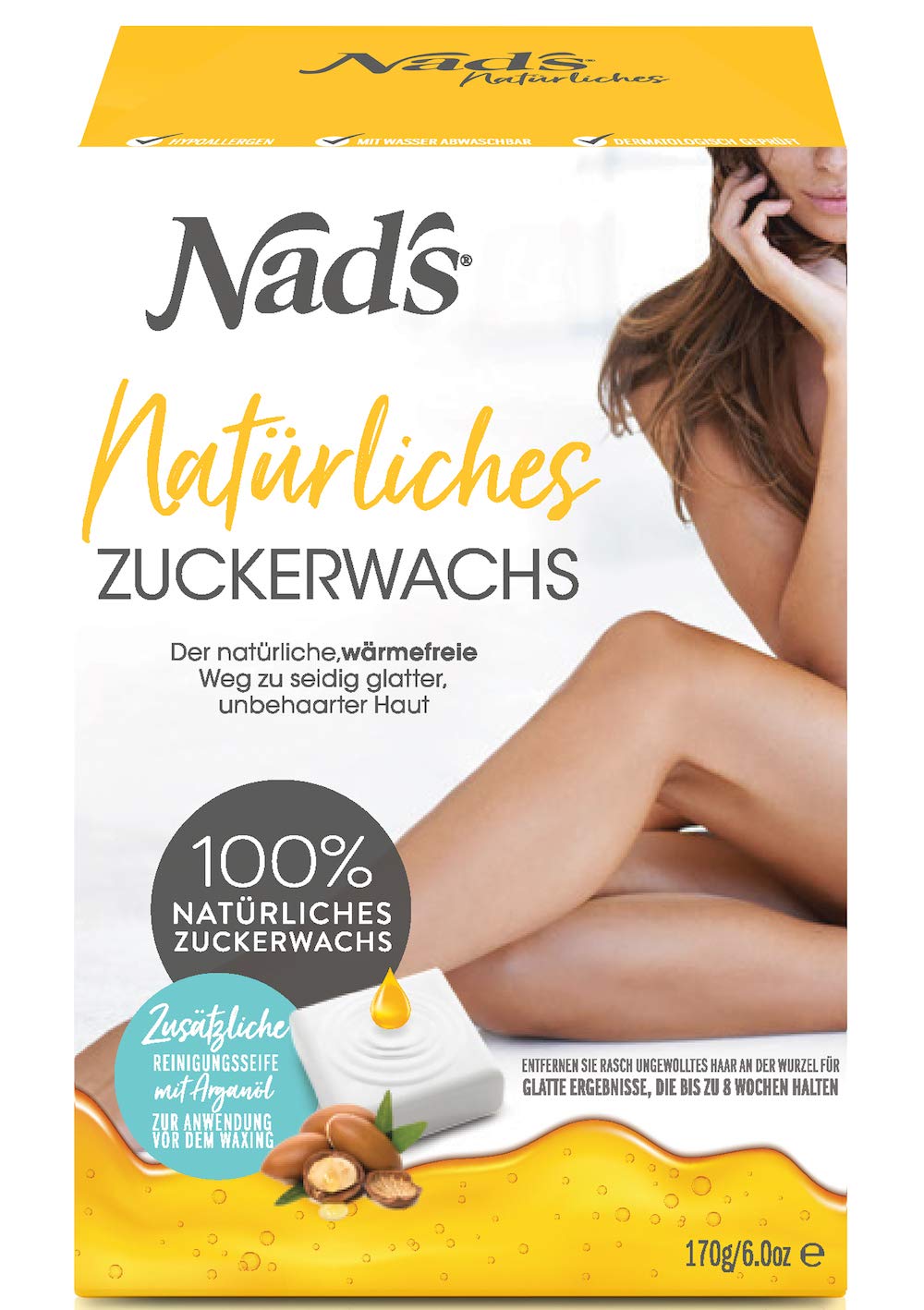 Nad's Sugar paste hair removal waxing set for face, body, back, legs, bikini area, arms, armpits, women and men