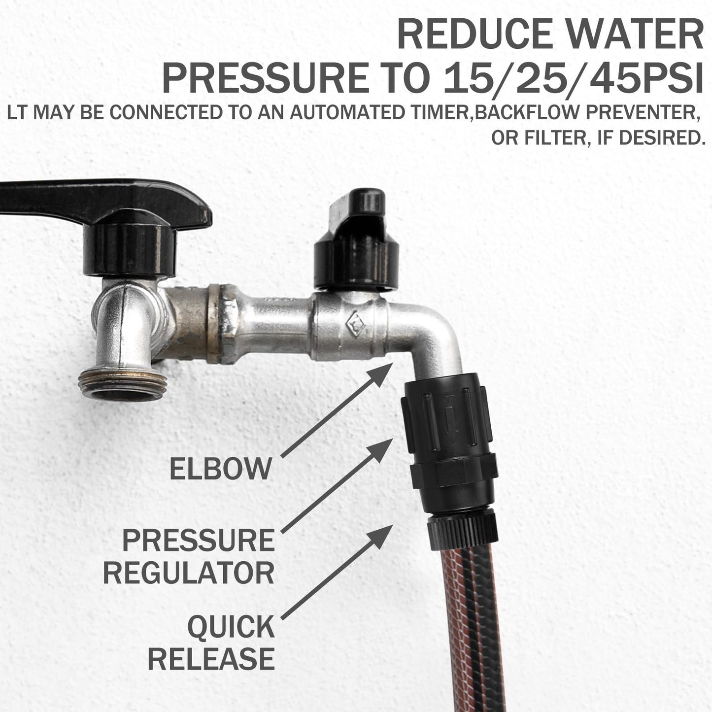 Tondiamo 3 Pcs 45 PSI Drip Irrigation Pressure Regulator, 3/4" Female Hose Thread x 3/4" Male Hose Thread Pressure Reducer Flow Valve for Garden Drip Irrigation Parts Emitters System