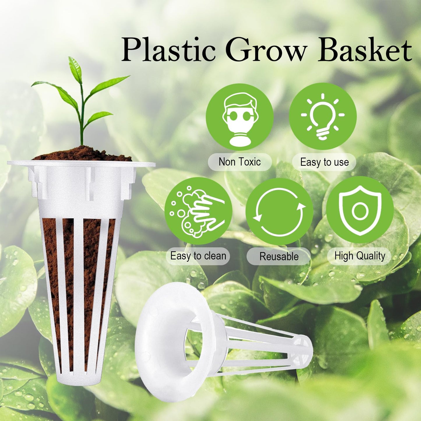 Cunhill 100 Pcs Hydroponic Growing Kit Include 50 Pcs Plant Replacement Basket Containers and 50 Pcs Seed Pot Label Compatible with Hydroponic Growing System(0.5 Inch,White)