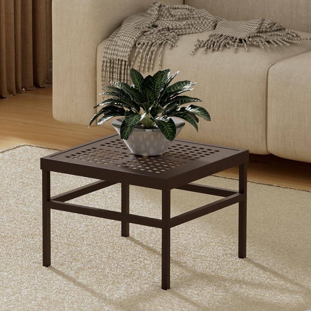 DHYGOTFUR Plant Stand - Indoor/Outdoor Extra-Sturdy Aluminum Plant Stand – Ideal for Patios, Gardens, Living Room Decoration（Brown）