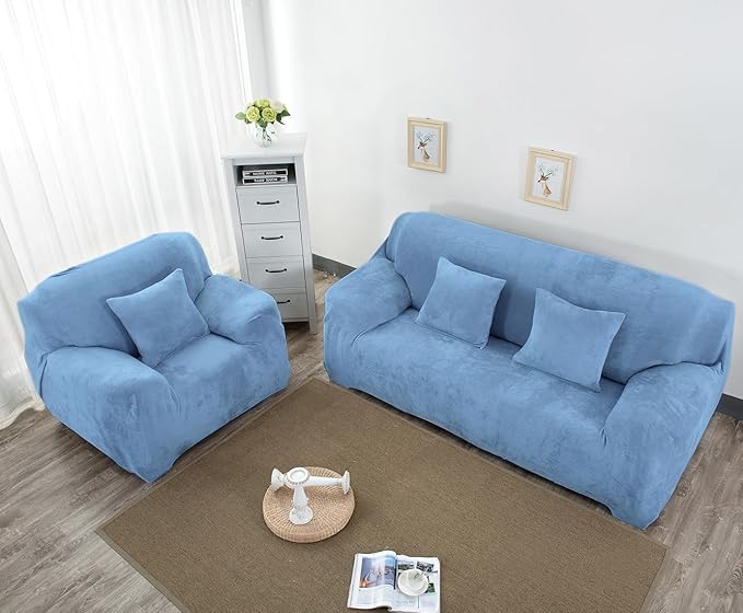 vctops 1-Piece Velvet Plush Stretch Sofa Slipcover