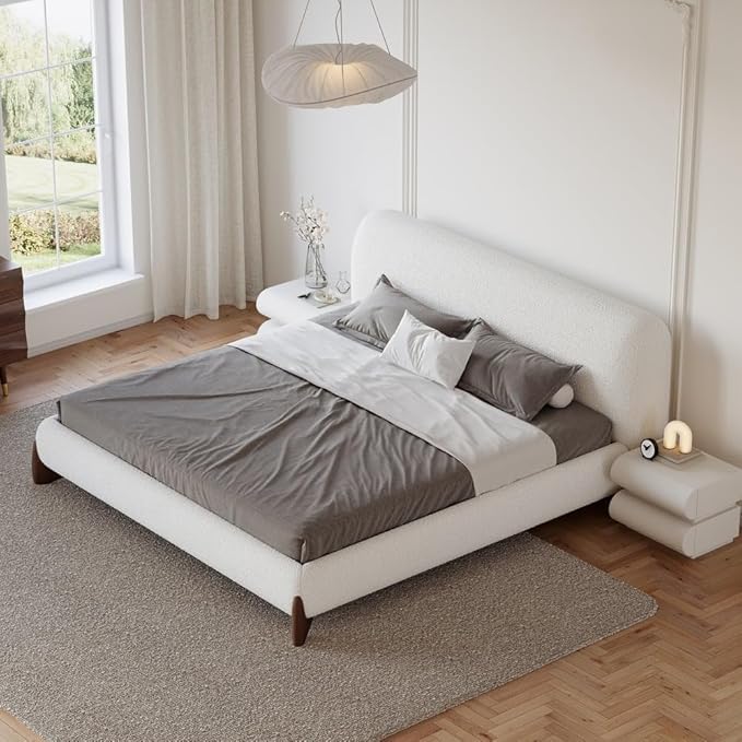 homary 3-Pieces Bedroom Sets King Size Upholstered Bed Frame