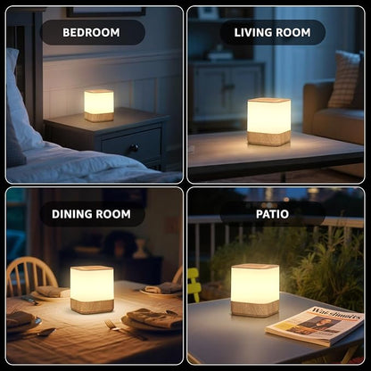 uuffoo 2 Pack Rechargeable Night Light Lamp 3 Color Touch Dimmable LED Portable Table Lamp Battery Operated, USB Changing, Small Cordless Lamp for Bedside Bedroom Travel