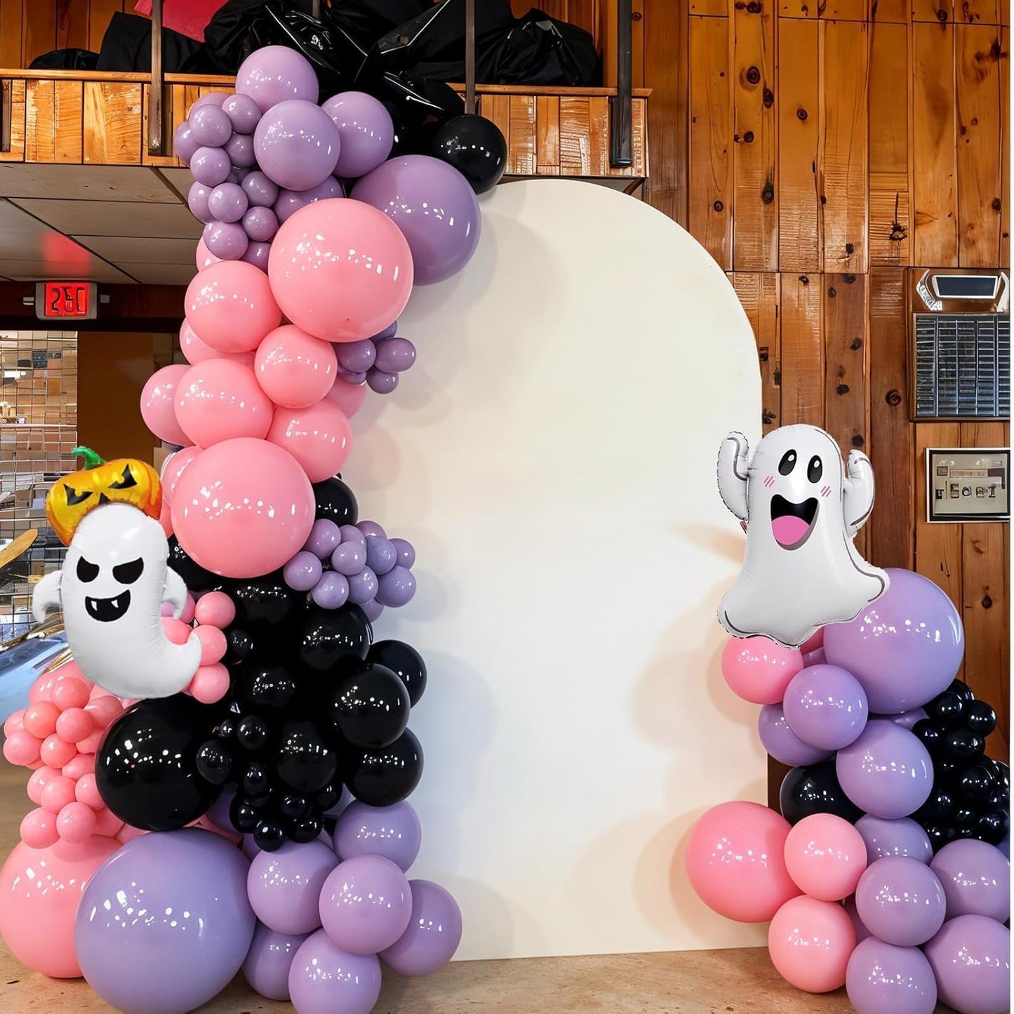 Halloween Balloon Arch Garland Kit,Black Pink Purple Ghost Foil Pumpkin Ghost Balloons for Family Halloween Party Background Classroom Decorations Cosplay Theme Party