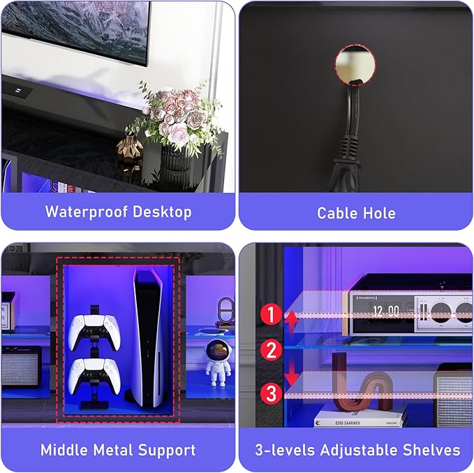 chartustriable LED TV Stands W/Power Outlet