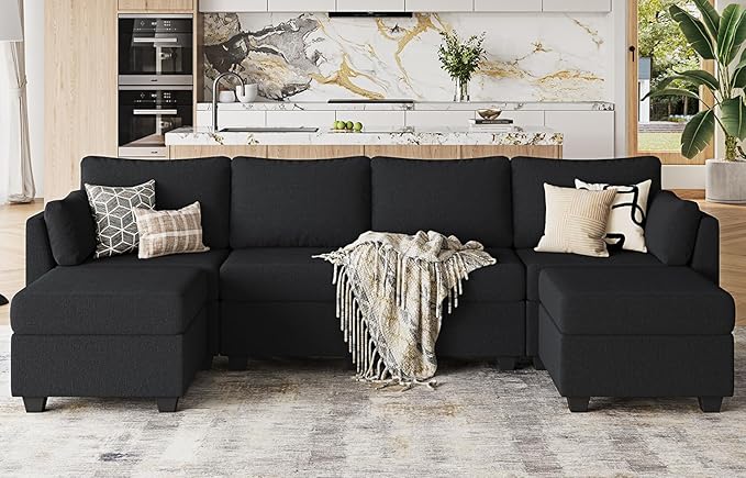 Huatean Home 114.17" Modular Sectional Sofa, 6 Seat Sectional Couches