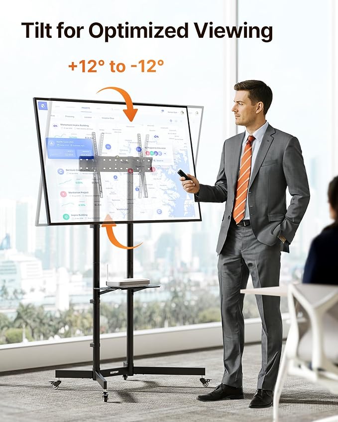 Heavy-Duty Rolling TV Stand for 32–85" Screens — Supports 187 lbs, Stable