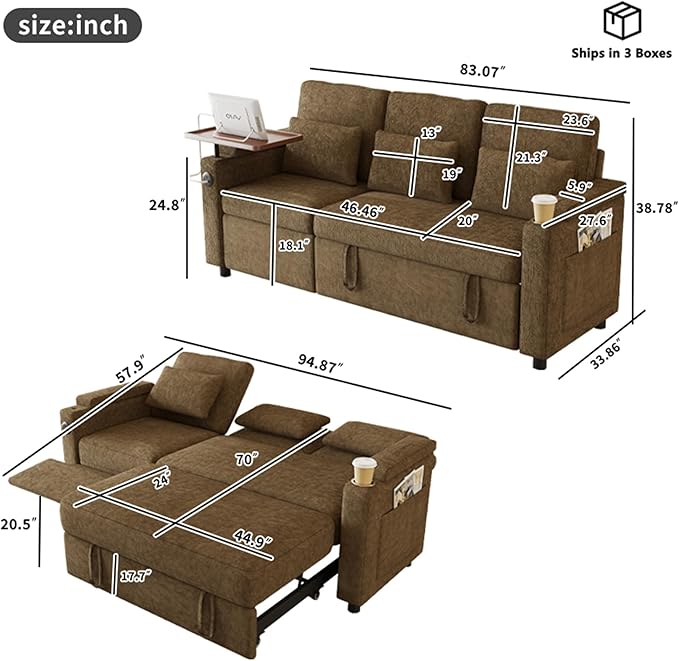 Sleeper Sofas Convertible Couches Reclining Sectional, Oversized Convertible