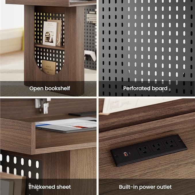 55" Convertible Computer Desk, 2-in-1 Flip-Top Desk & Dining Table