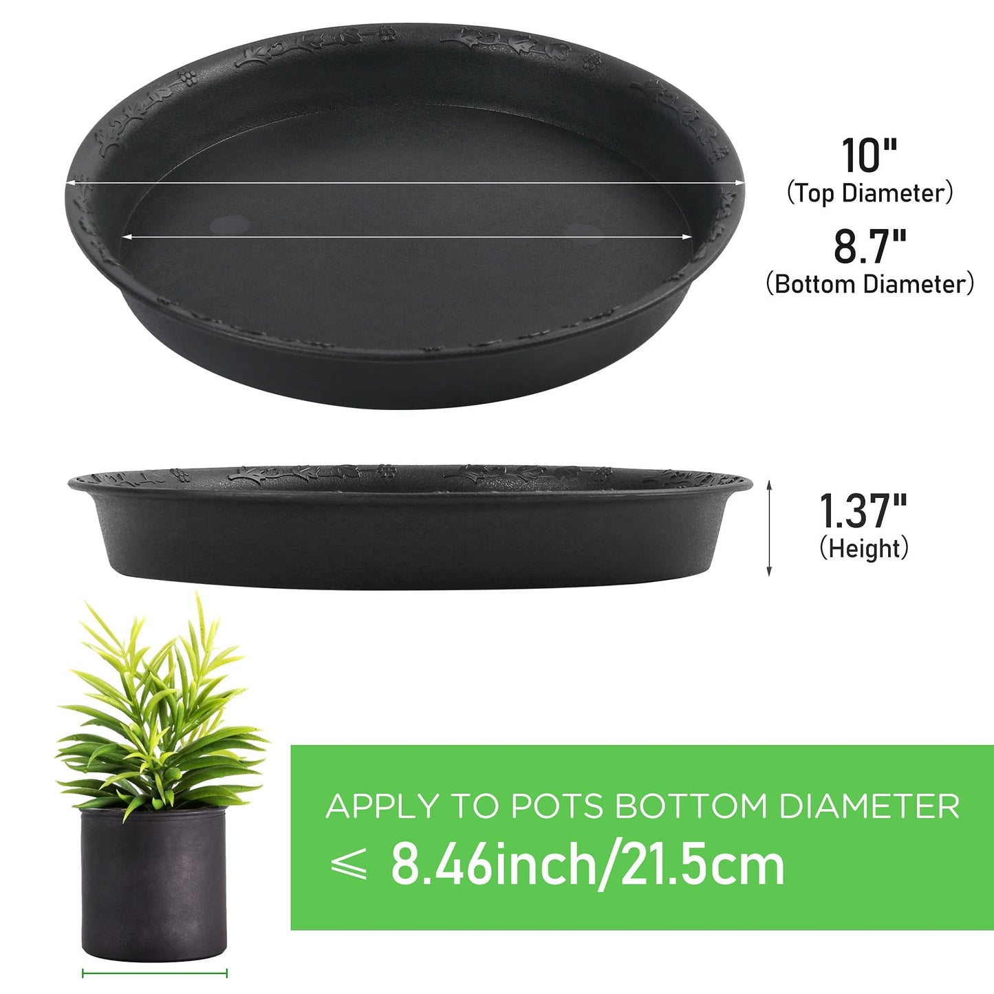 LotFancy 3 Pack 10inch Plant Saucer and 5-Pack 20 Gallon Grow Bags