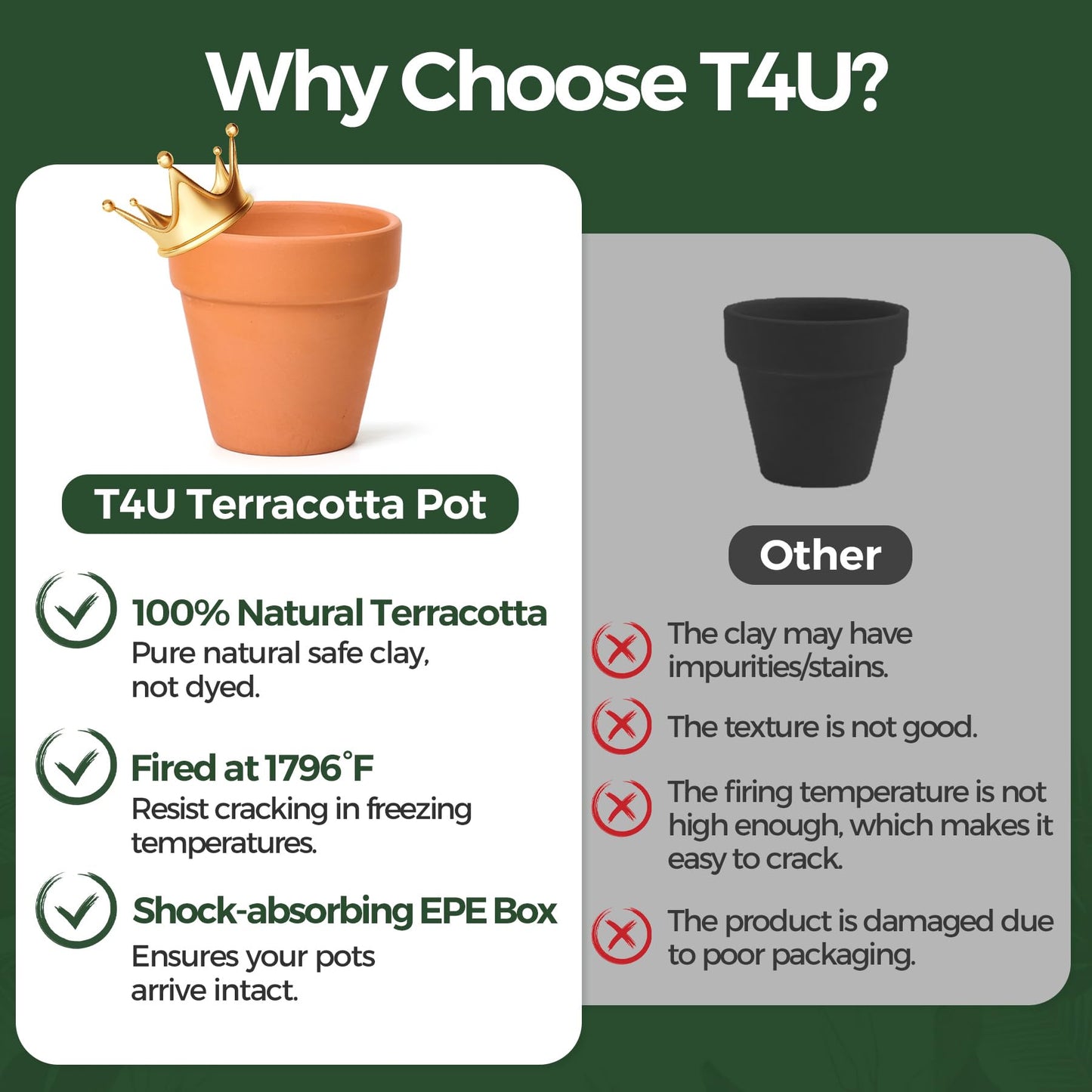 T4U Mini Terracotta Pots (36pcs): 2 Inch Small Clay Pots with Drainage Holes, Ideal for Succulent Cactus Plants, DIY Crafts, Home Decor