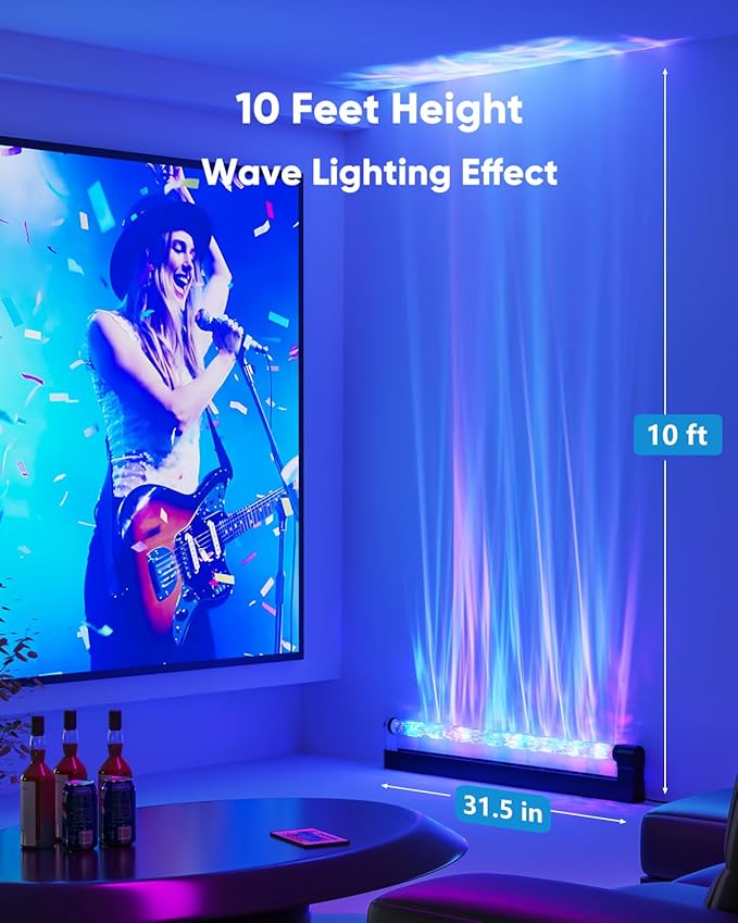 Ocean Wave Lamp RGB LED Light Bar for Bedroom, Cool Ambient Lighting Mood Lighting, Wall Lights for Living Room, Gaming Room Decor, Remote Control (Battery Not Included)