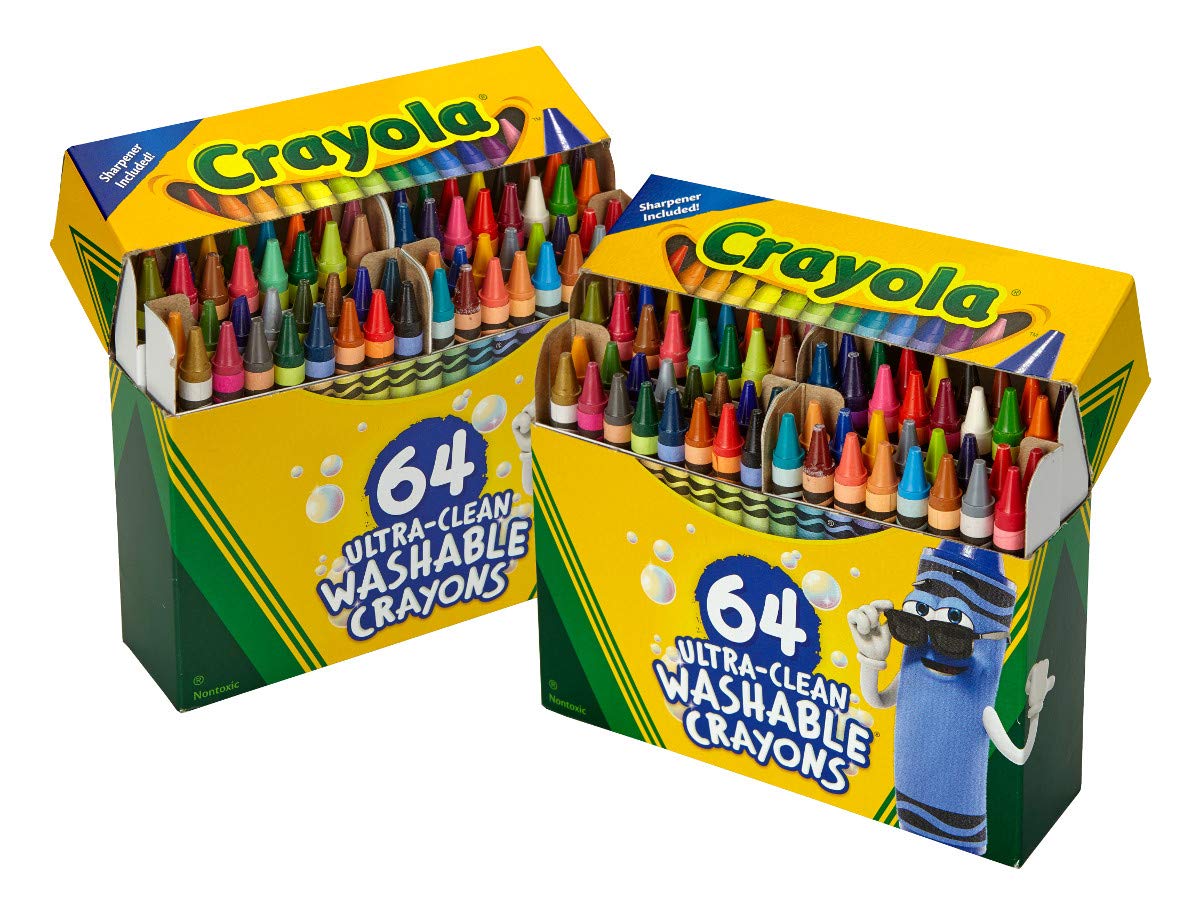 Crayola Washable Crayons for Kids - 64ct (2 Boxes), Classroom Must Haves, Teacher School Supplies Essentials, Bulk Crayons for Toddlers [Amazon Exclusive]