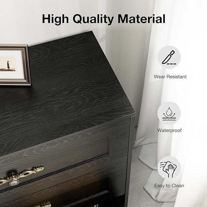 Wooden Dresser with 3 Large Drawers, Modular Media Console Storage Chest of