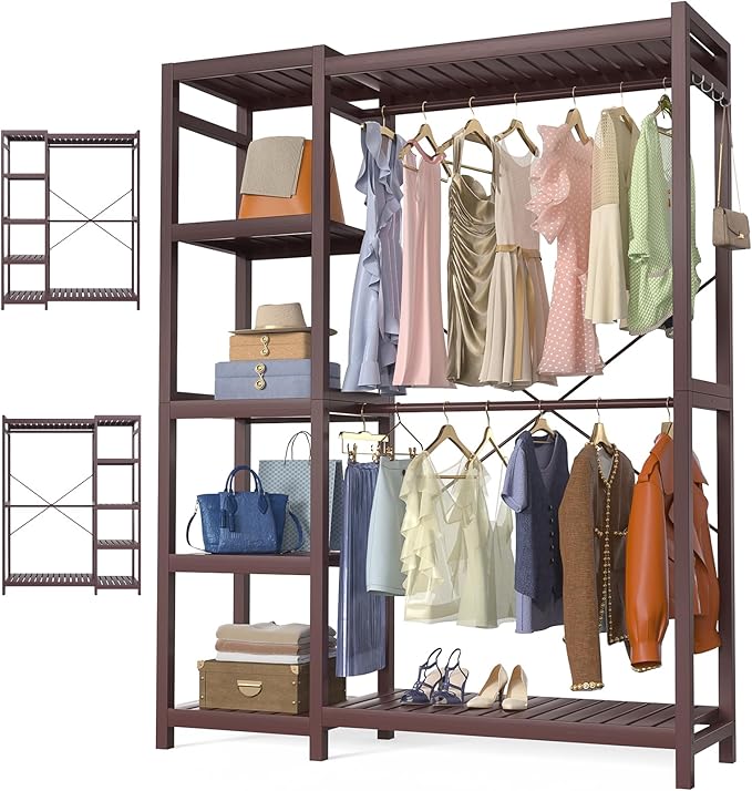 Homykic Bamboo Clothes Rack Garment Rack