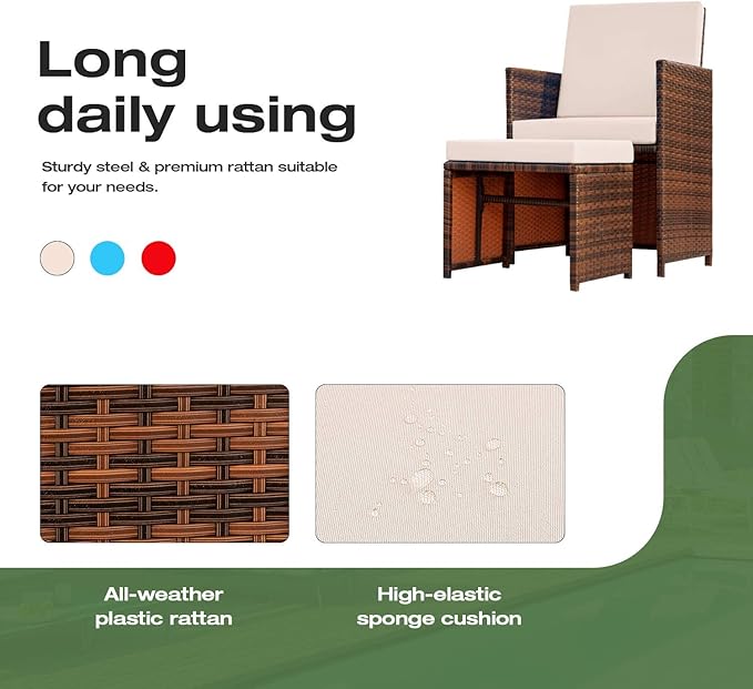Devoko 4 Pieces Patio Wicker Furniture Set Outdoor Patio Chairs