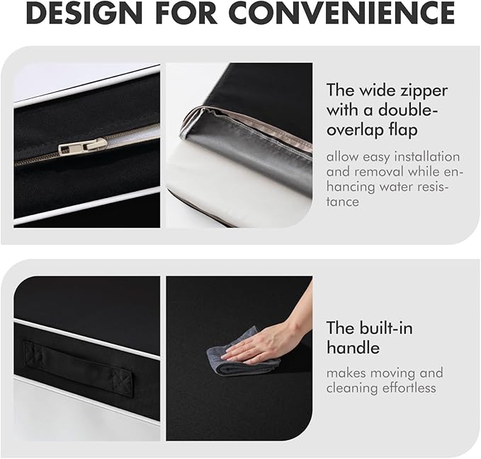 MIULEE Black Outdoor Seat Cushion 24x24 Inch Waterproof & 3 Year Fade Resistant