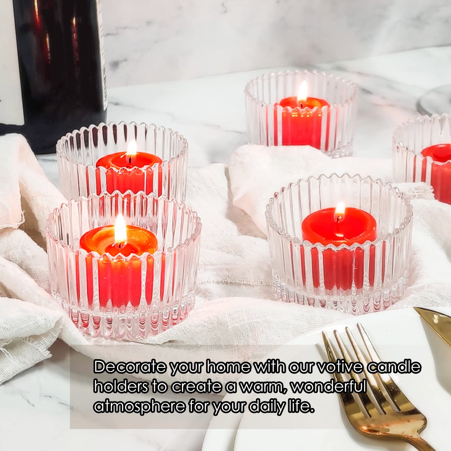Votive Candle Holders Set of 16, Glass Candle Jars with Lids, Tealight Candle Holder for Wedding, Table Centerpiece, Home Decor