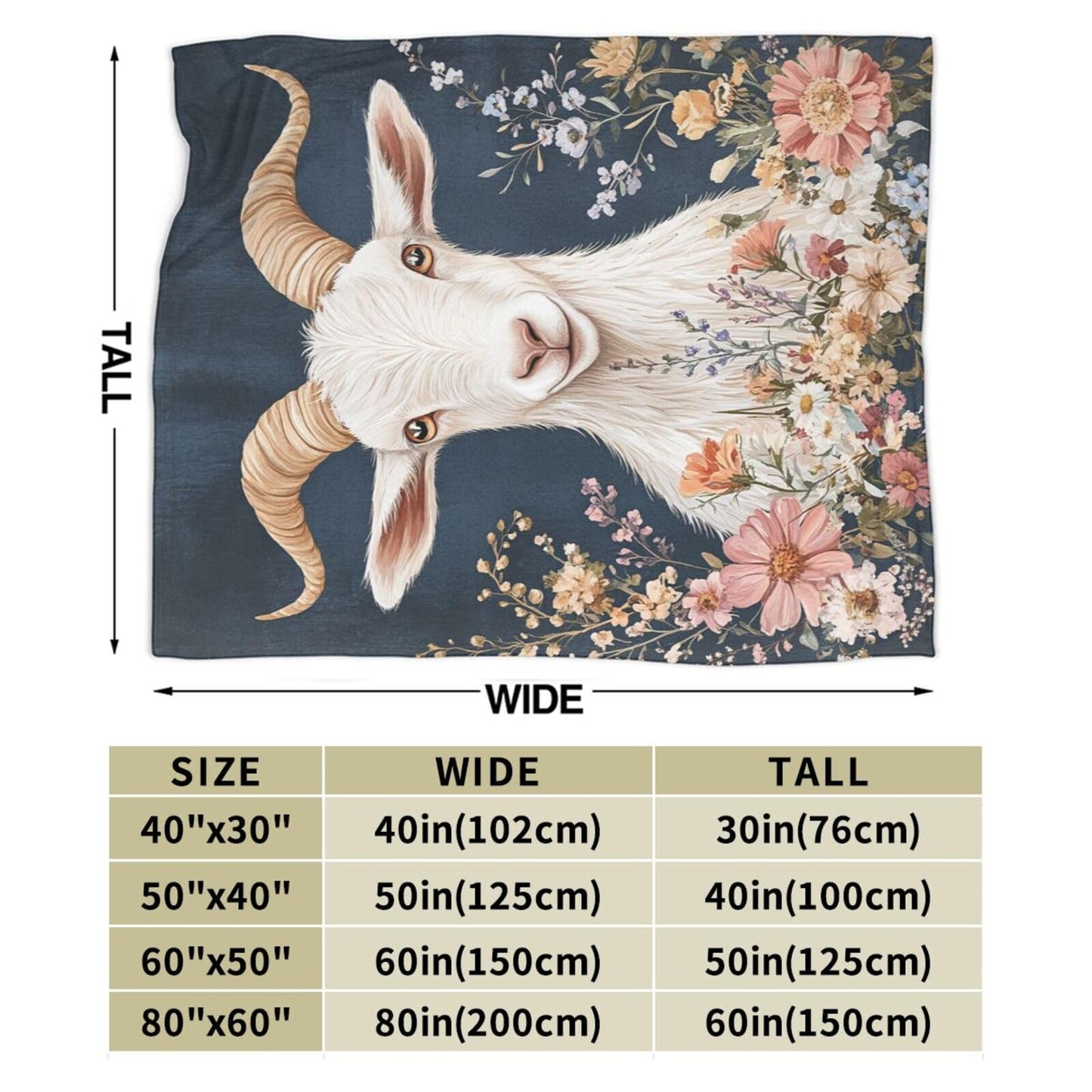 Mecowcm Cute Goat Blanket Farmhouse Sheep Goat Fleece Throw Blankets Fuzzy Plush Super Soft Cozy Warm Goats Decor Blanket Gifts for Boys Girls Kids Adult Men Women 40"x50"