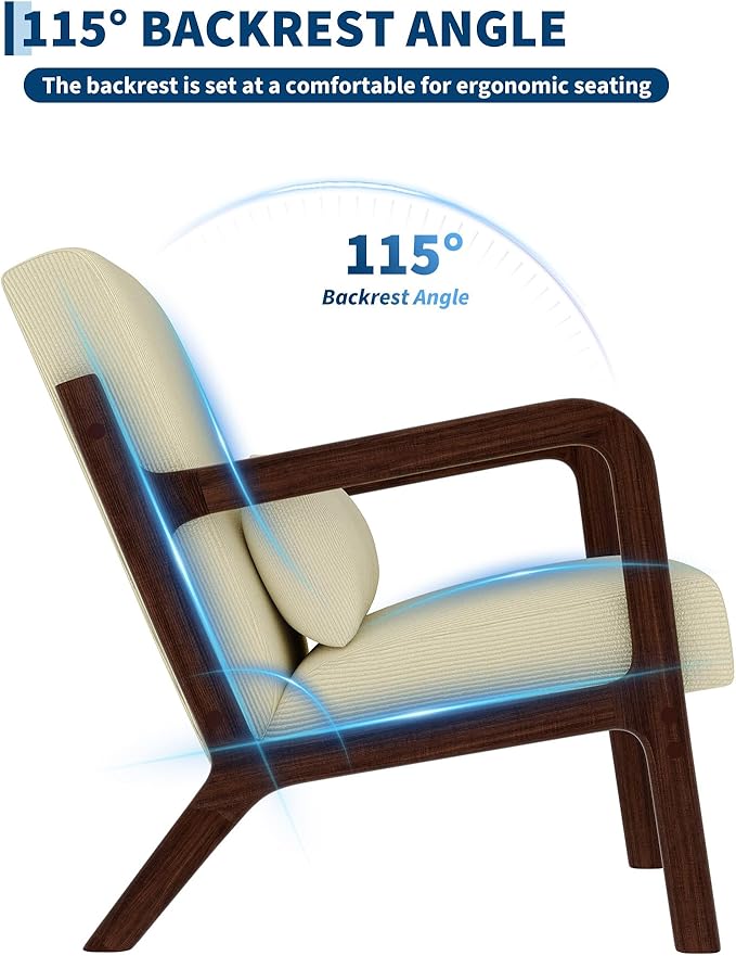 Garvee Mid-Century Accent Chair Set of 2, Cozy Reading Chair, Modern Lounge
