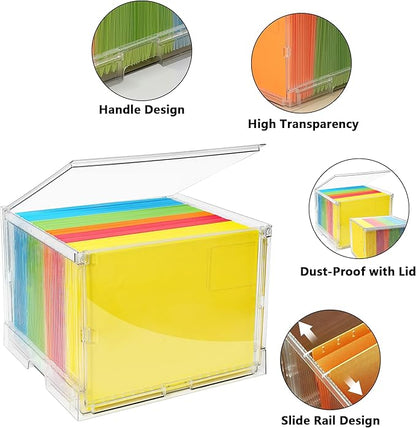 MUKAI File Box Organizer, Hanging Folder Storage Boxes, File Folder Organizer with Slide, Filing Crate Bin Holder with Letter-size File Holder Filing Box for Office, Home, Decor (2)