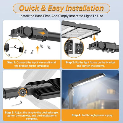 400W LED Parking Lot Light Slip Fitter Mount with Dusk to Dawn Photocell 110V/120V Pole Flood Lights 5000K Street Light IP65 Waterproof Commercial Area Lighting for Parking Lot, Stadium