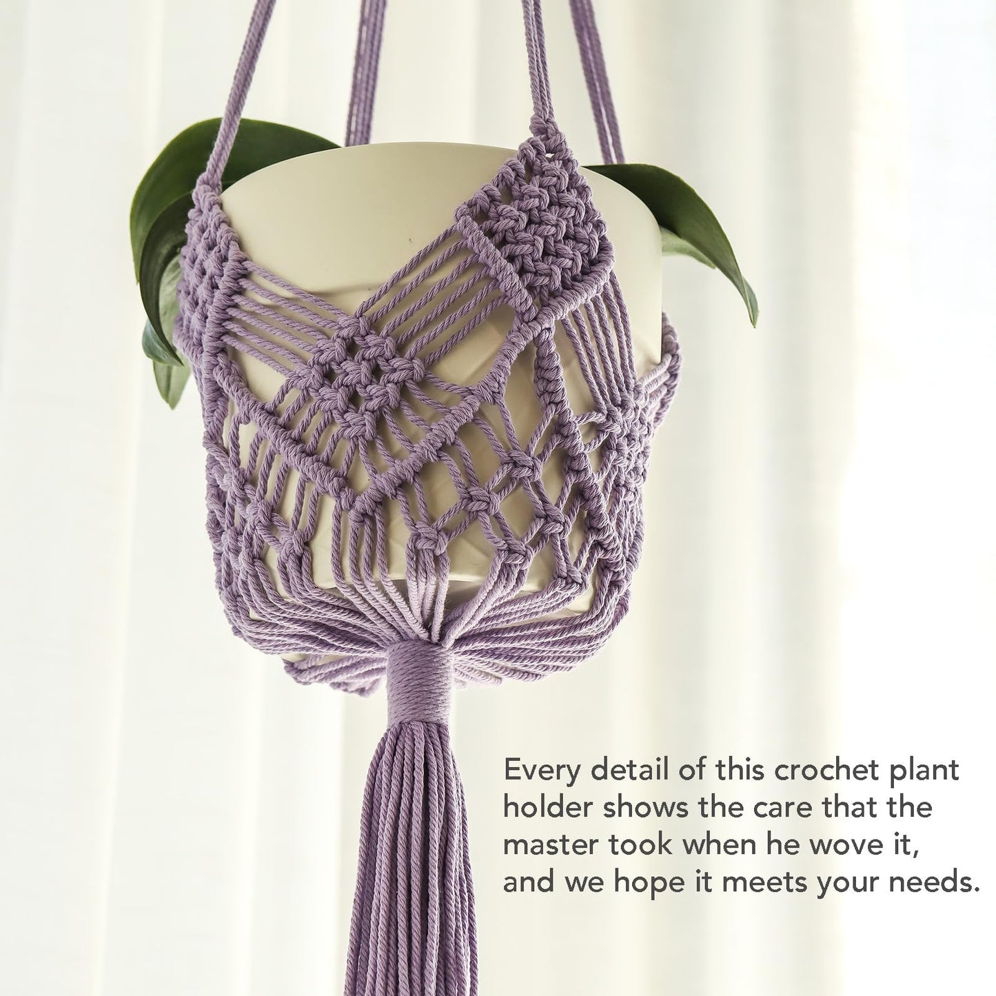XINBOR Hanging Planter with Patterns,2Packs Macrame Plant Hangers Indoor Macrame for up to 8 inch Pot Crochet Boho Plant Hanger Holder for Indoor Outdoor with 2S Shaped Stainless Steel Hooks (Purple)