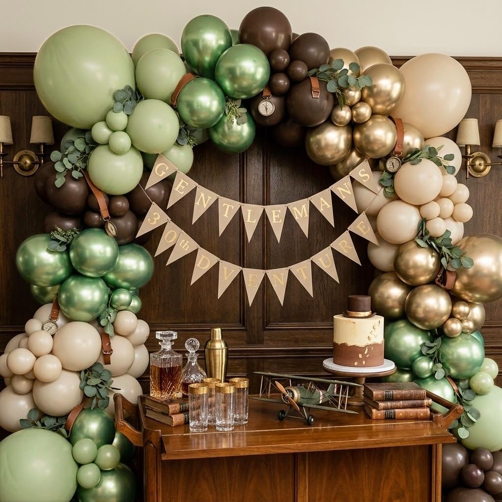 Sage Green Brown Safari Balloons, 60PCS Dusty Olive Green Coffee Beige Metallic Gold Eucalyptus Latex Balloon, Camo Army Hunting Balloons for Woodland Baby Shower Birthday Party Decorations Supplies