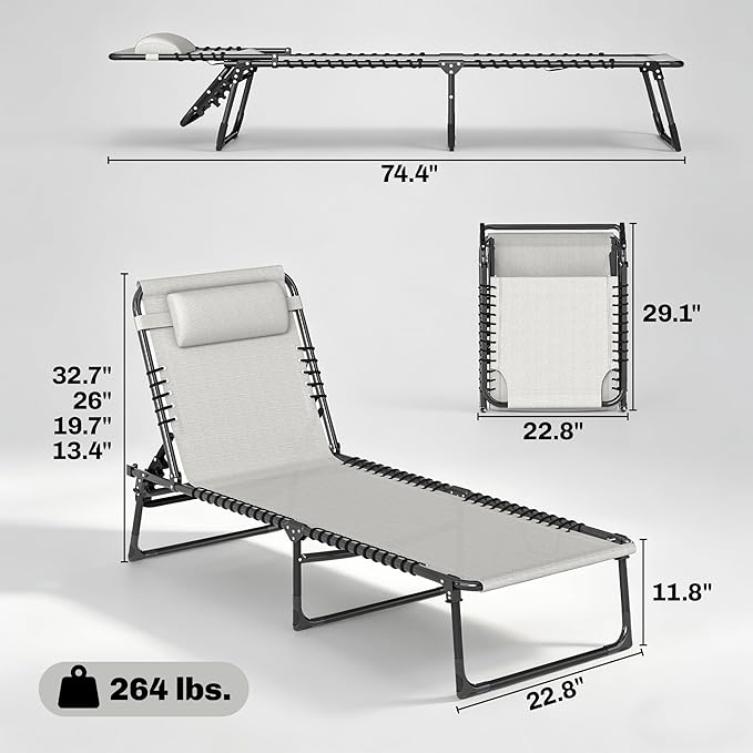 Outsunny Folding Chaise Lounge Chair, Patio Sun Tanning Chair, Outdoor Chaise
