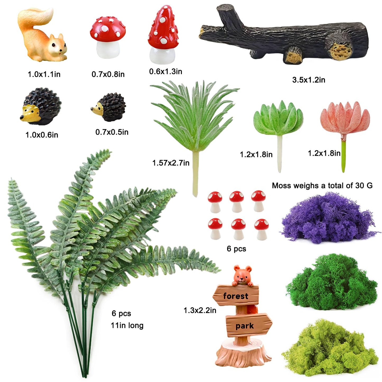 QuarenDen 37 Pcs Fairy Wild Garden Supplies, Miniature Mushrooms Statues with Fake Moss for Fairy Outdoor Garden Micro Landscape Terrarium Plant Pots Bonsai Decor