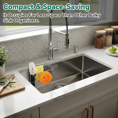 3-IN-1 Multiuse Sponge Holder for Kitchen Sink, Sponge Caddy for Scrub
